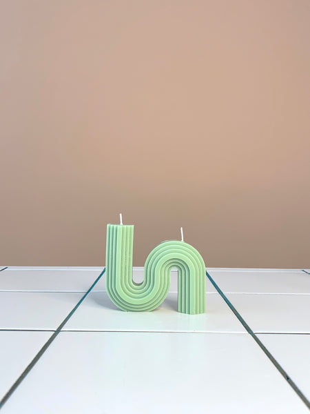 S Shape Candle Green