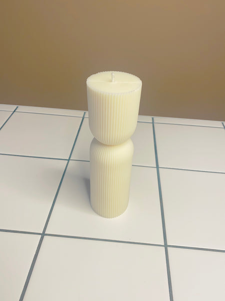 Hourglass Pillar Candle White